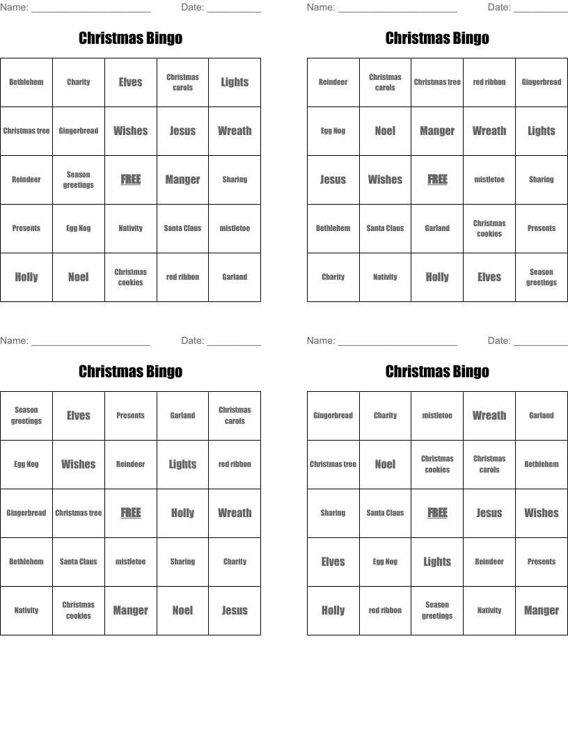 Christmas Bingo