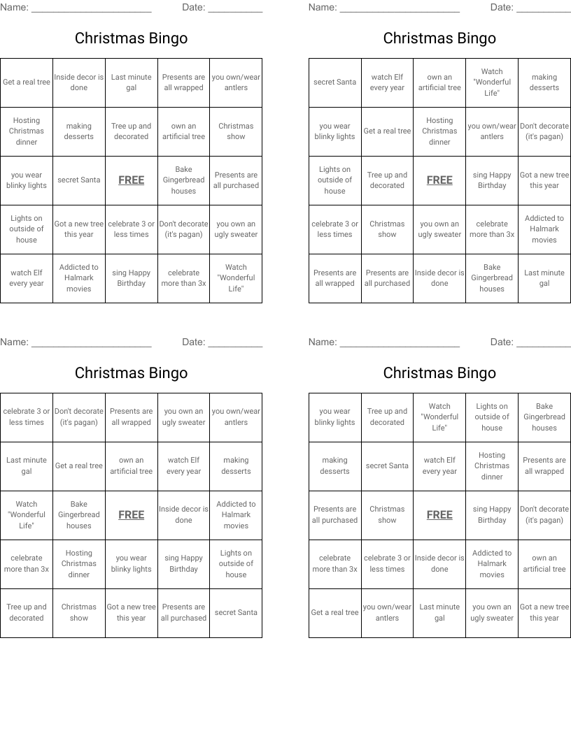 Christmas Bingo