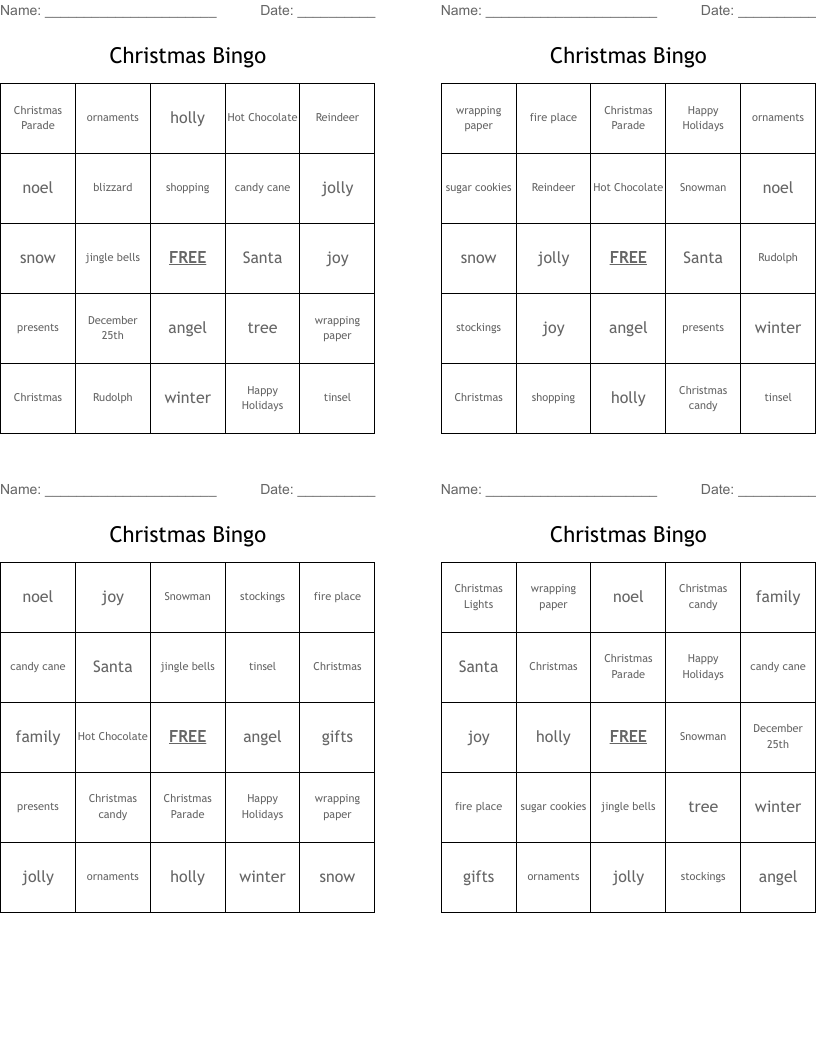 Christmas Bingo