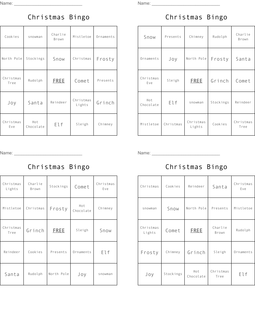 Christmas Bingo