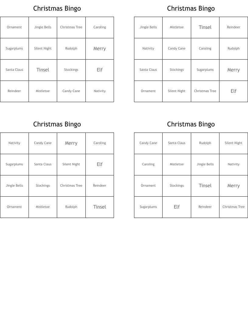 Christmas Bingo