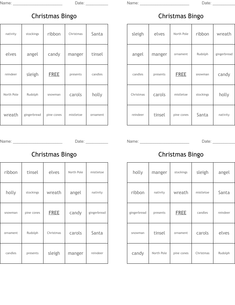Christmas Bingo