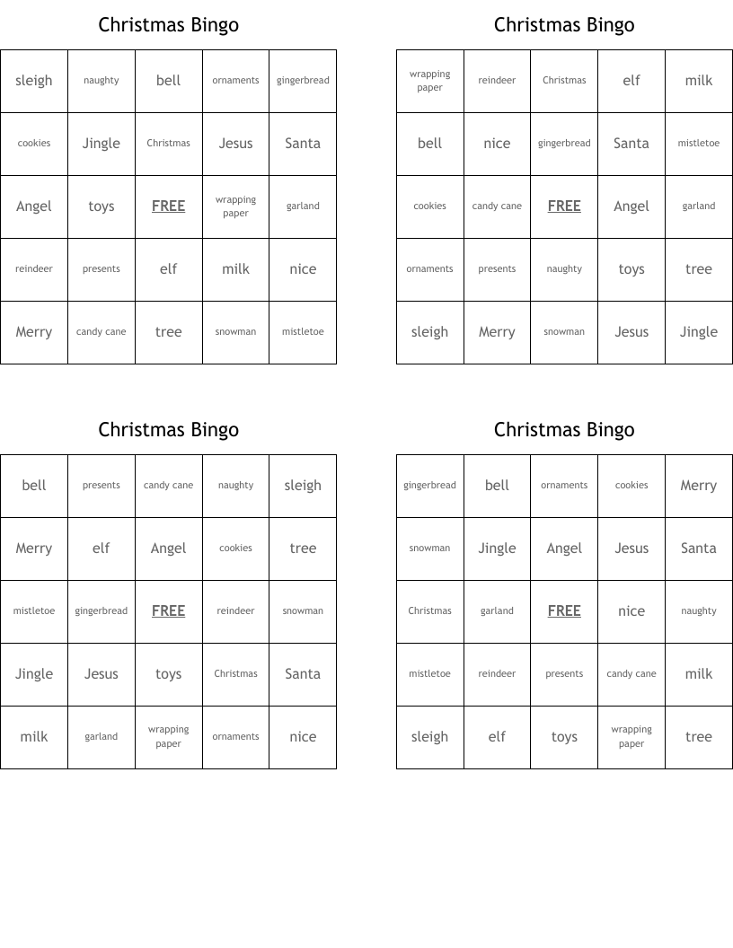 Christmas Bingo