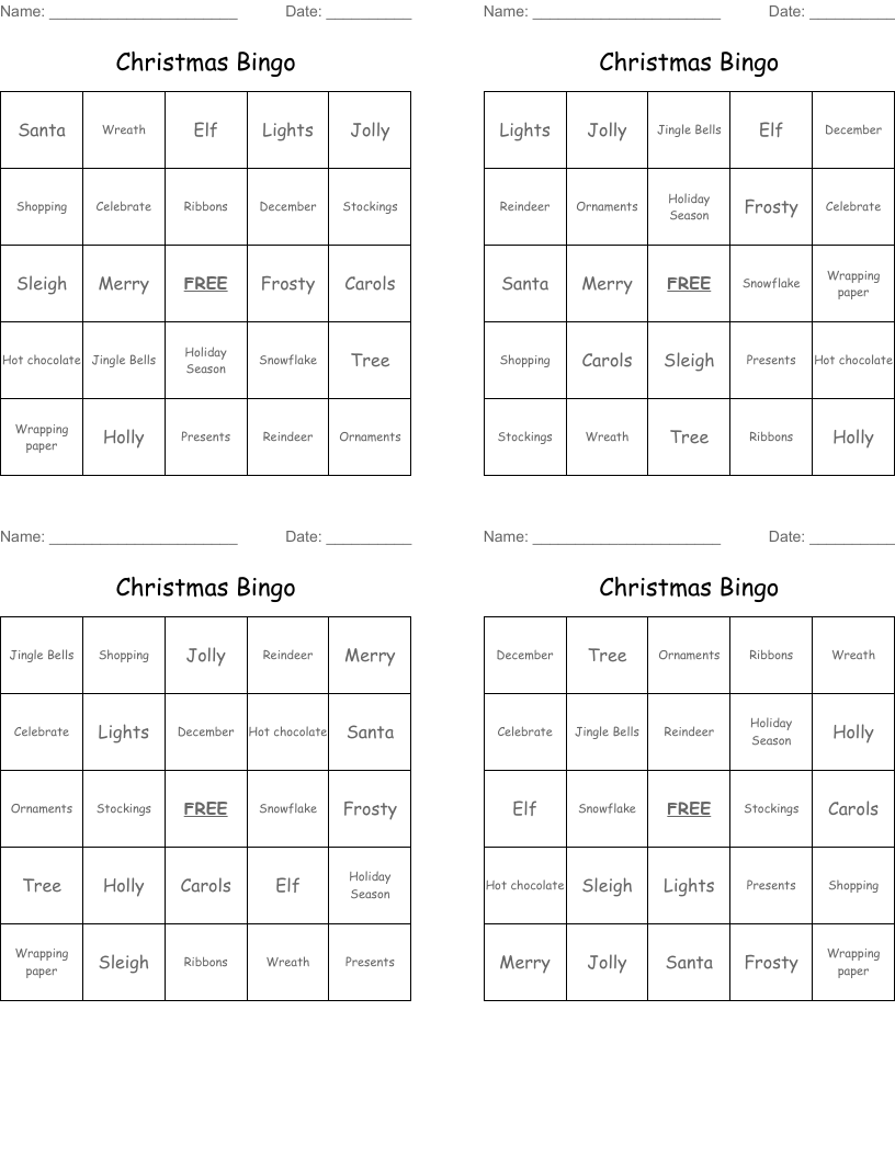 Christmas Bingo 