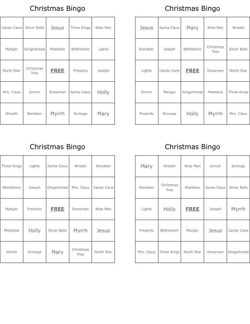 Christmas Bingo 