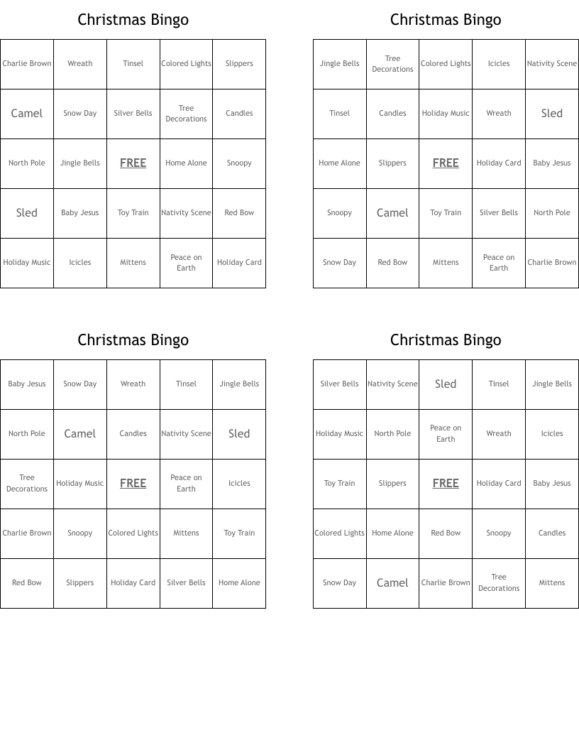 Christmas Bingo 