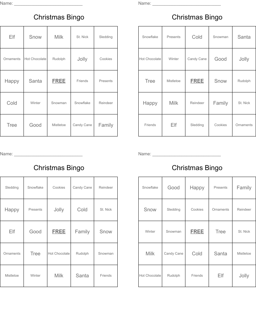 Christmas Bingo 