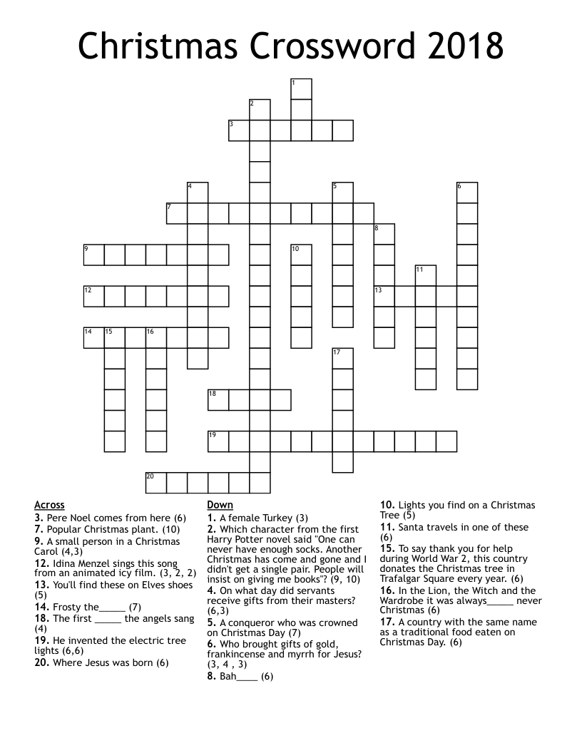 Christmas Crossword 2018