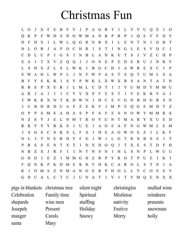 Christmas Fun Word Search