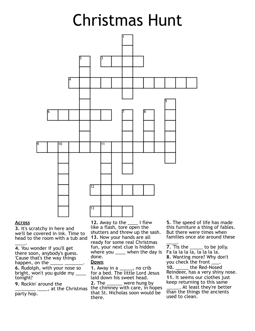 Christmas Hunt Crossword