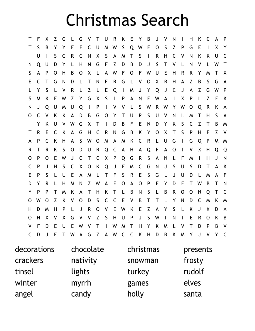 Christmas Search Word Search