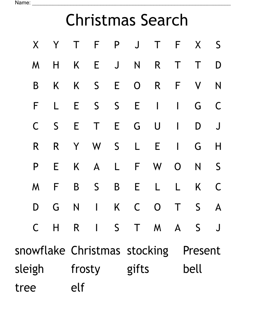 Christmas Search  Word Search