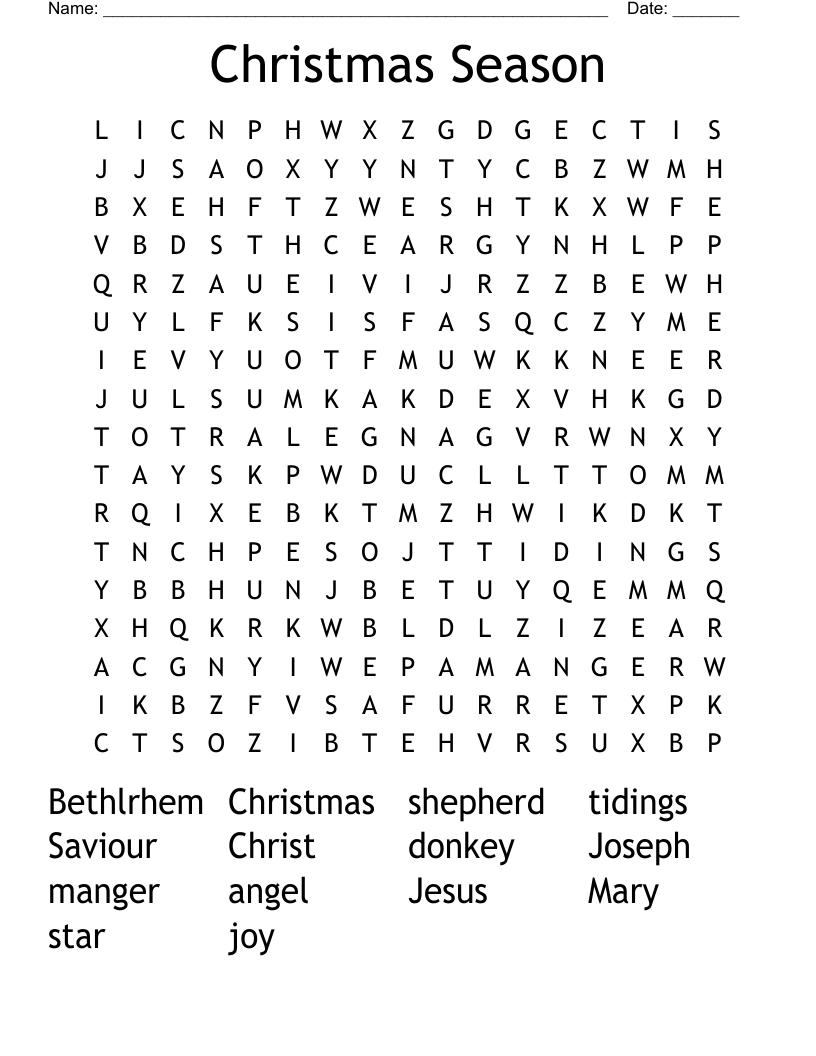 Christmas Season Word Search
