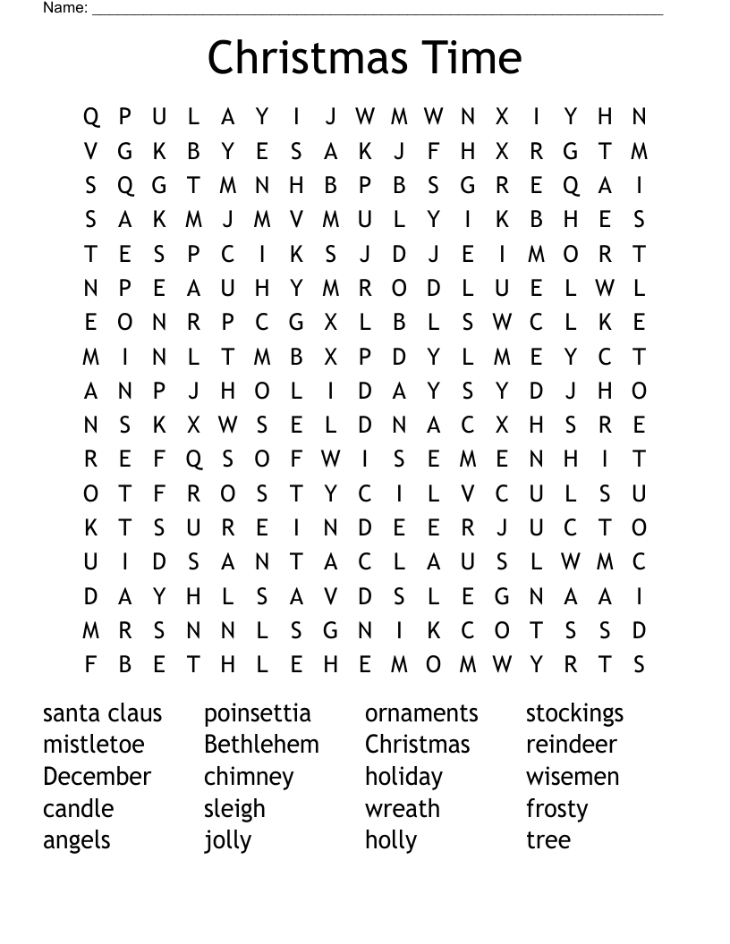 Christmas Time Word Search