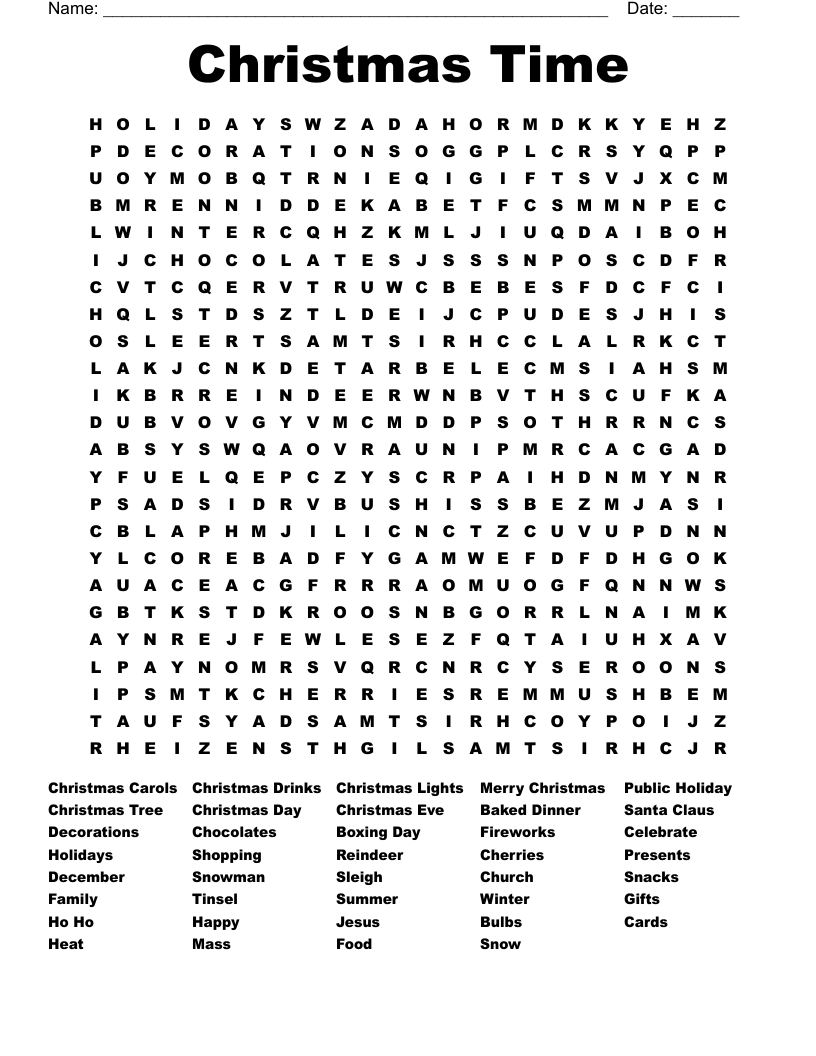 Christmas Time Word Search