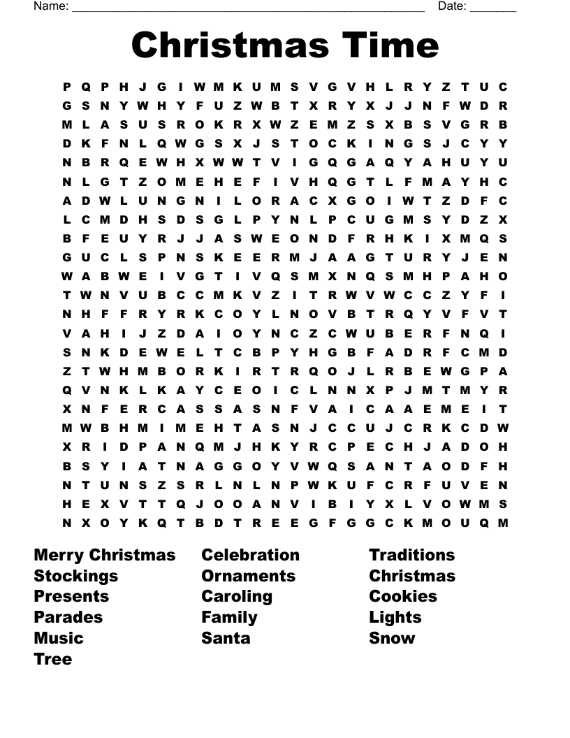 Christmas Time Word Search