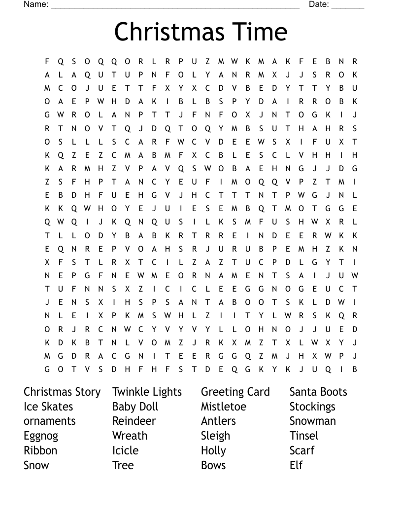 Christmas Time Word Search