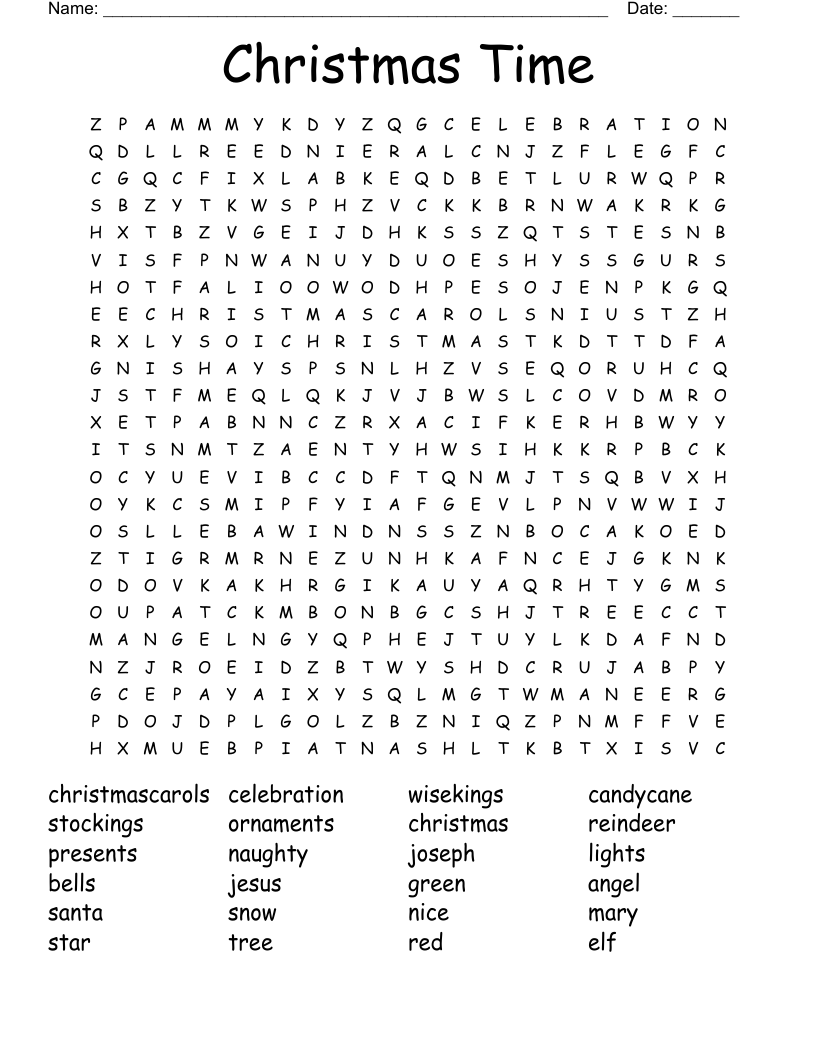 Christmas Time Word Search