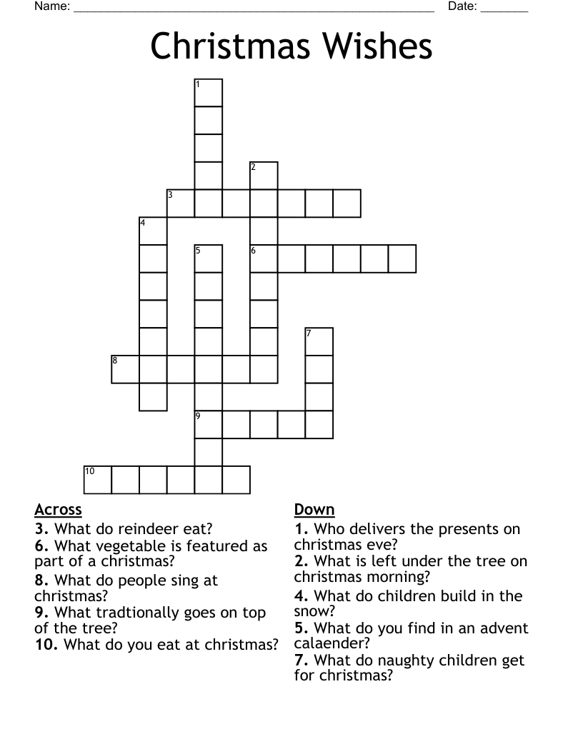 Christmas Wishes Crossword