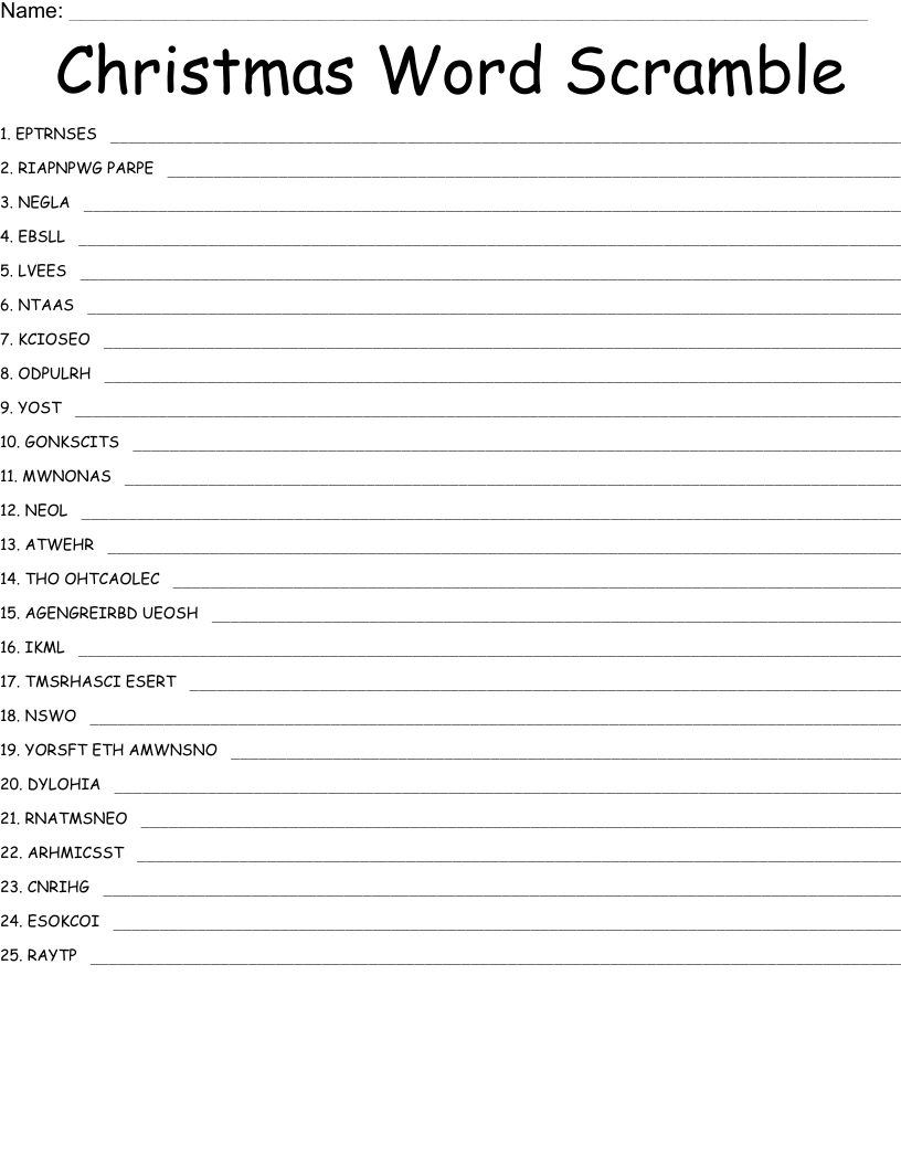 Christmas Word Scramble 