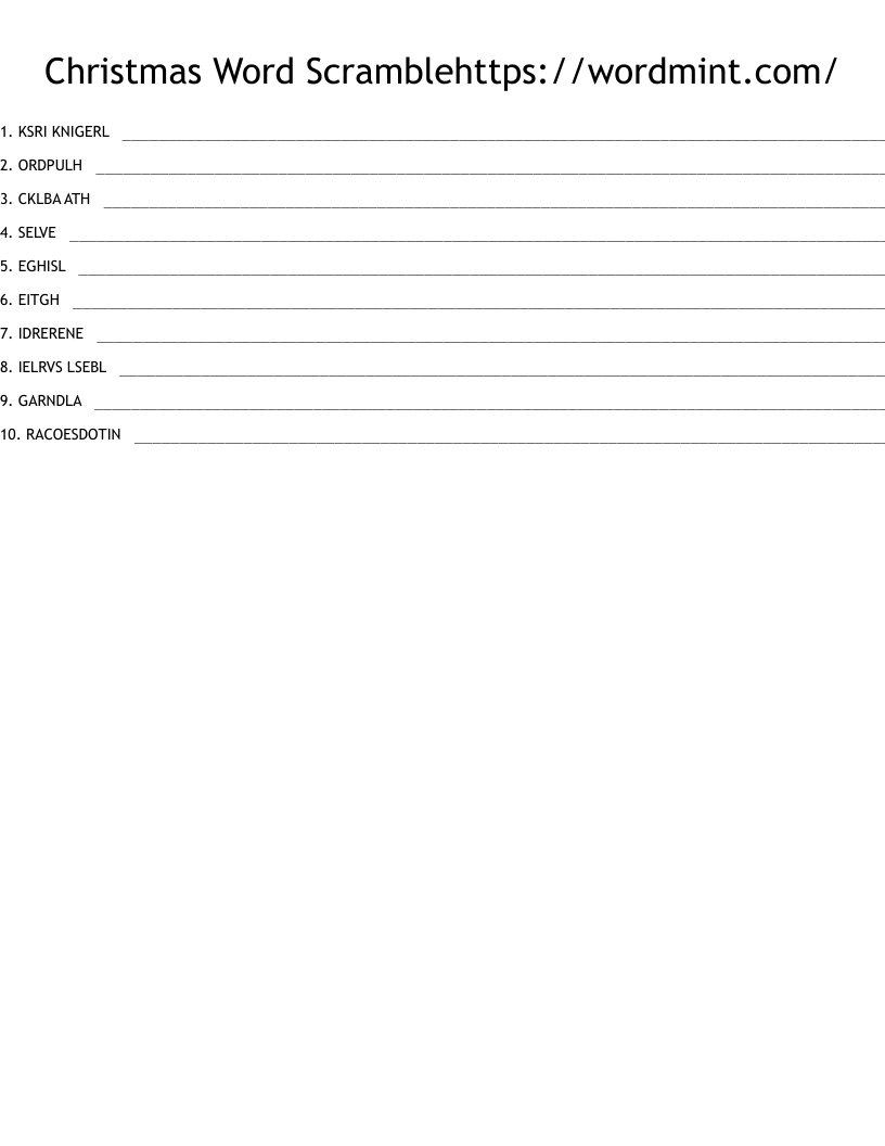 Christmas Word Scramblehttps://wordmint.com/