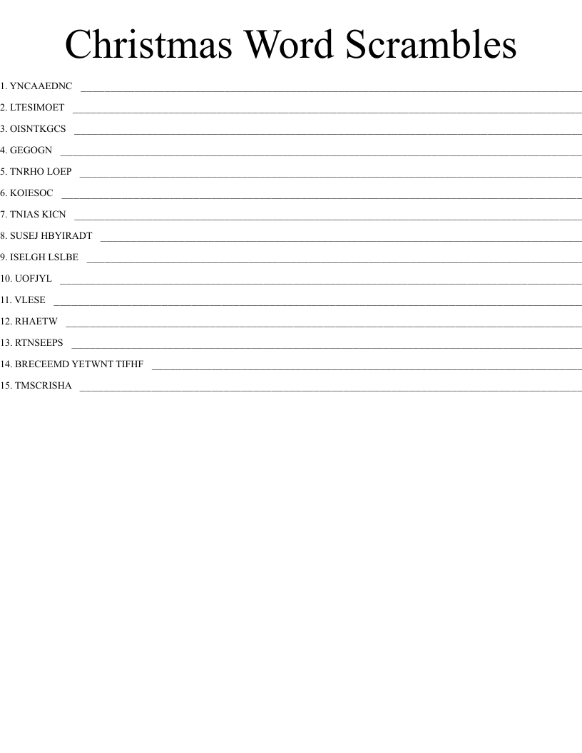 Christmas Word Scrambles
