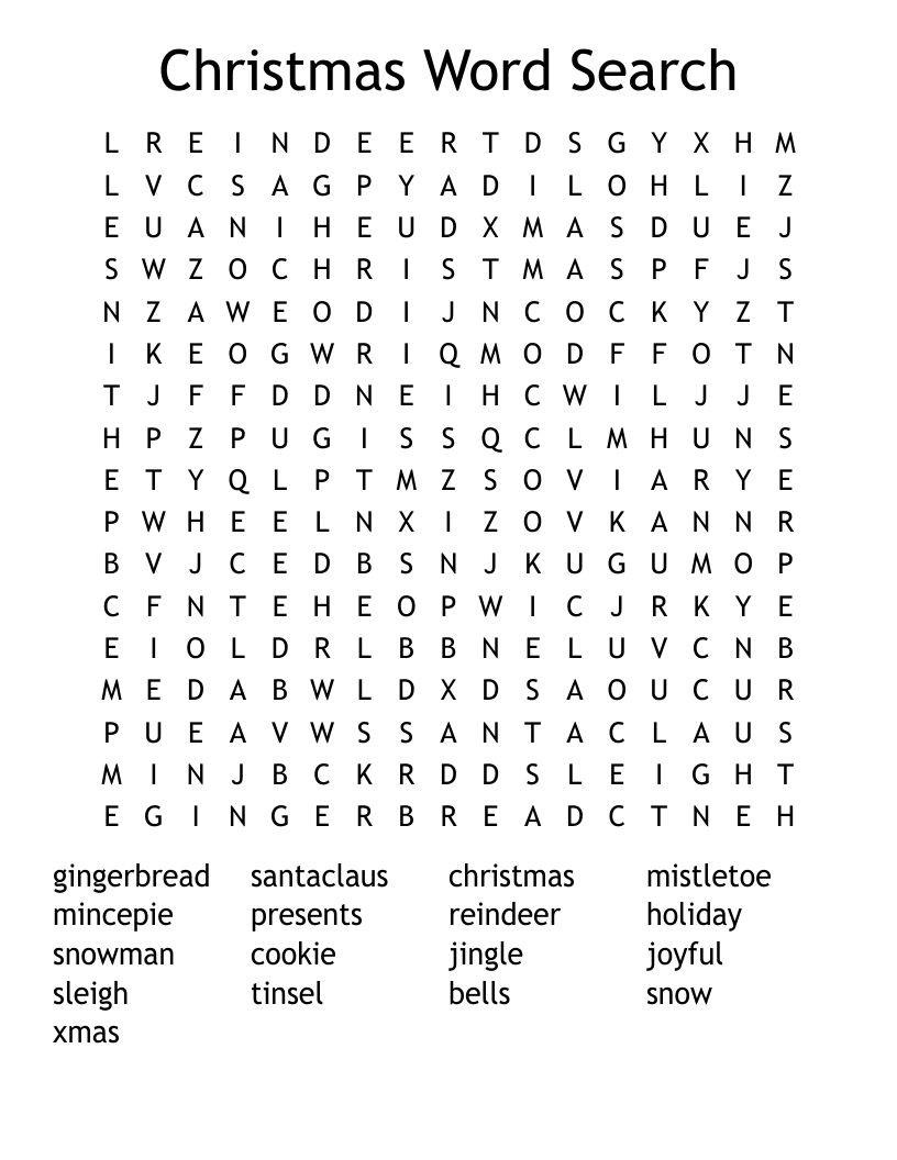 Christmas Word Search 