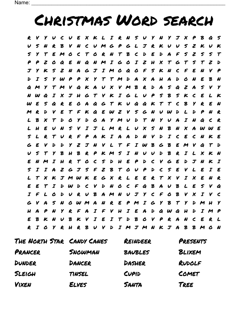 Christmas Word search 