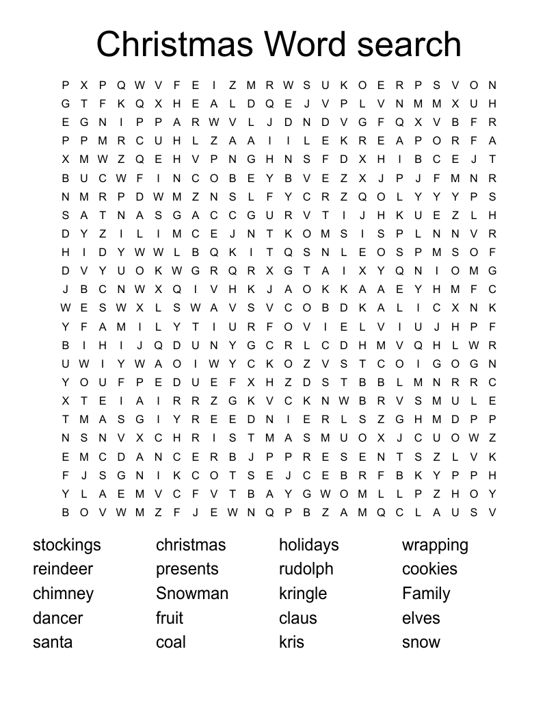Christmas Word search  