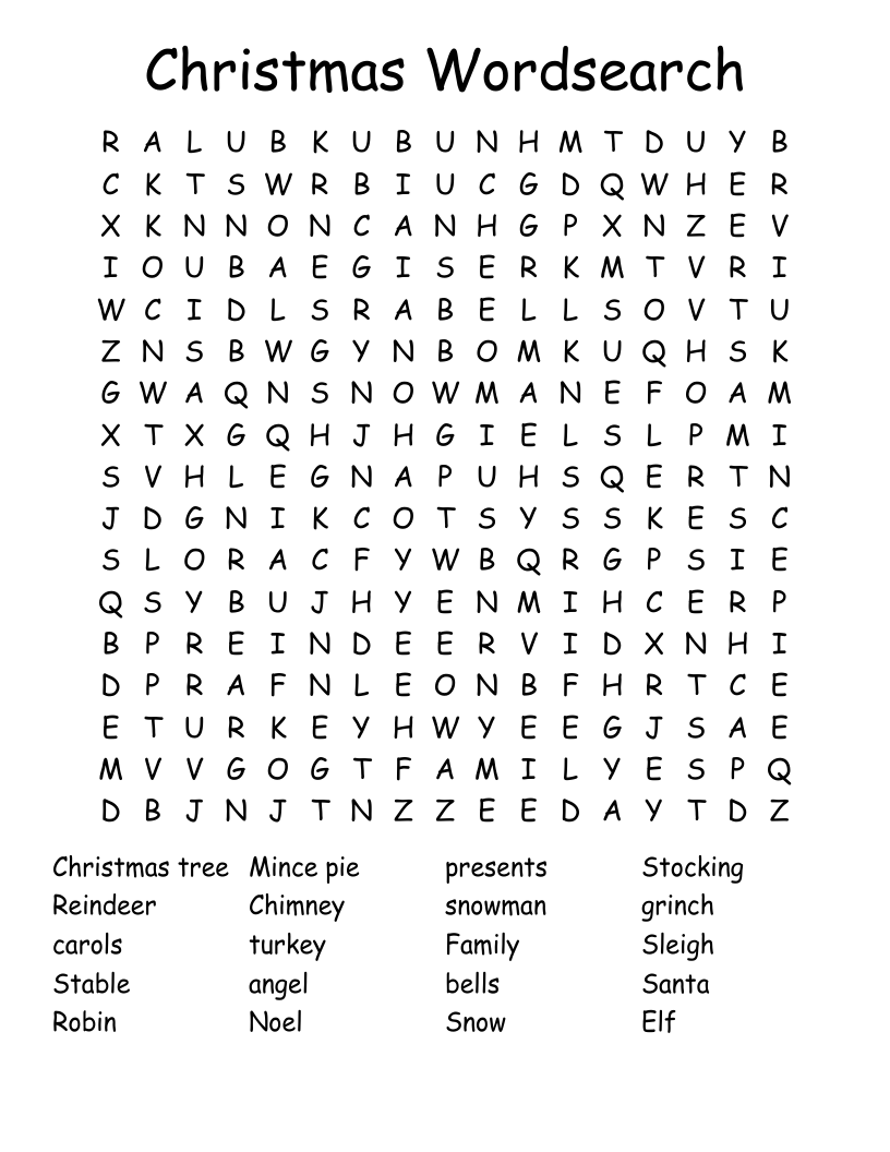 Christmas Wordsearch 