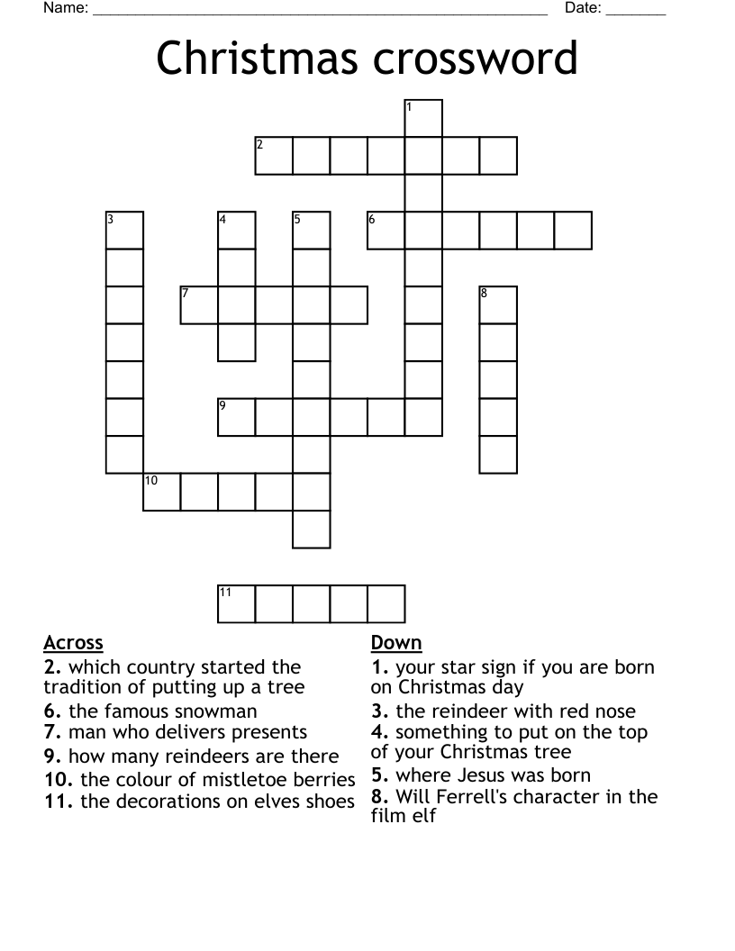 Christmas Crossword WordMint Christmas Crossword WordMint