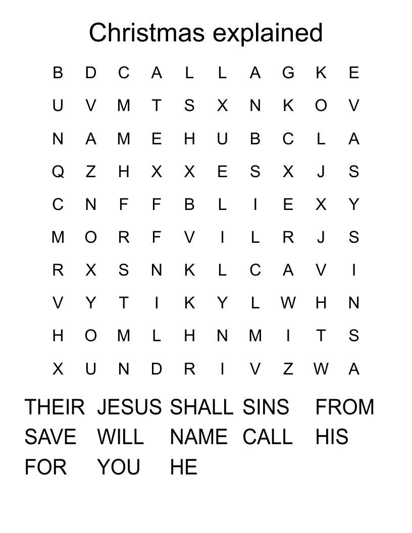 Christmas explained Word Search