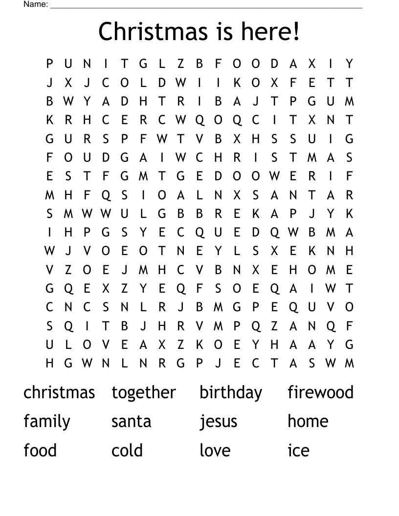Christmas is here! Word Search
