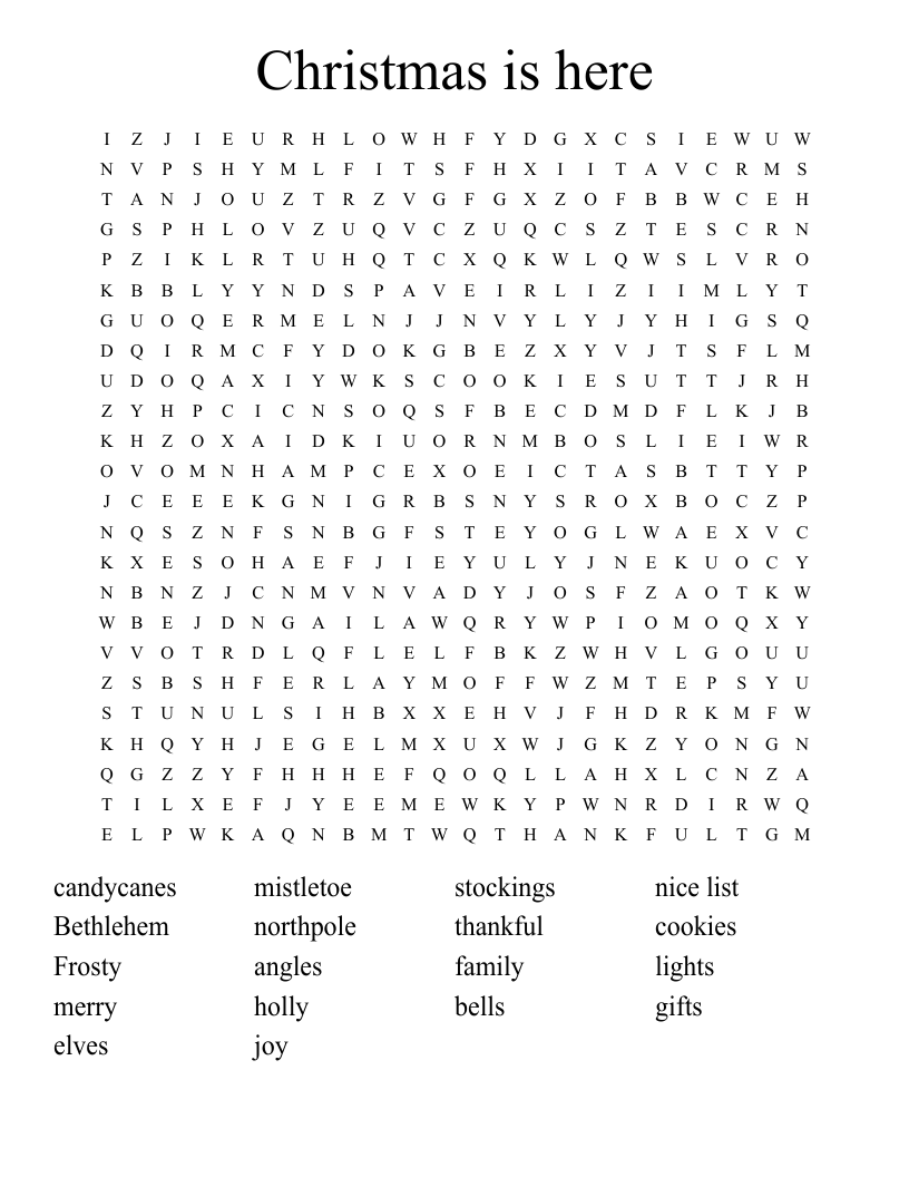 Christmas is here Word Search