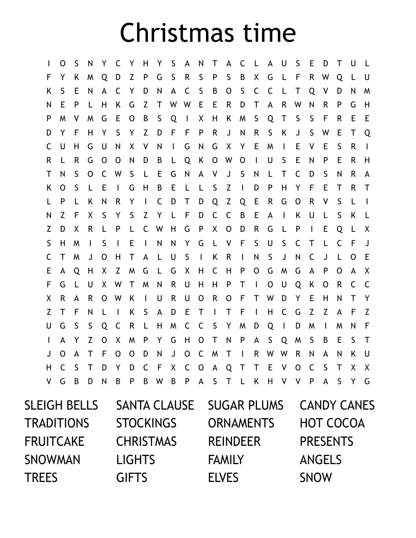 Christmas time  Word Search