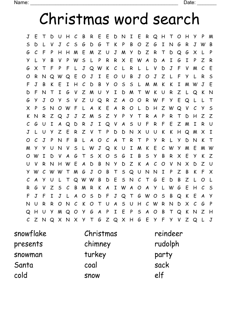 Christmas word search