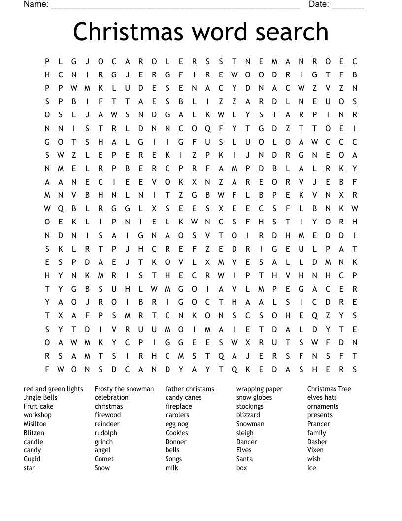 Christmas word search