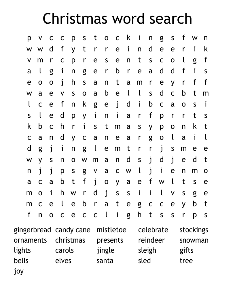 Christmas word search