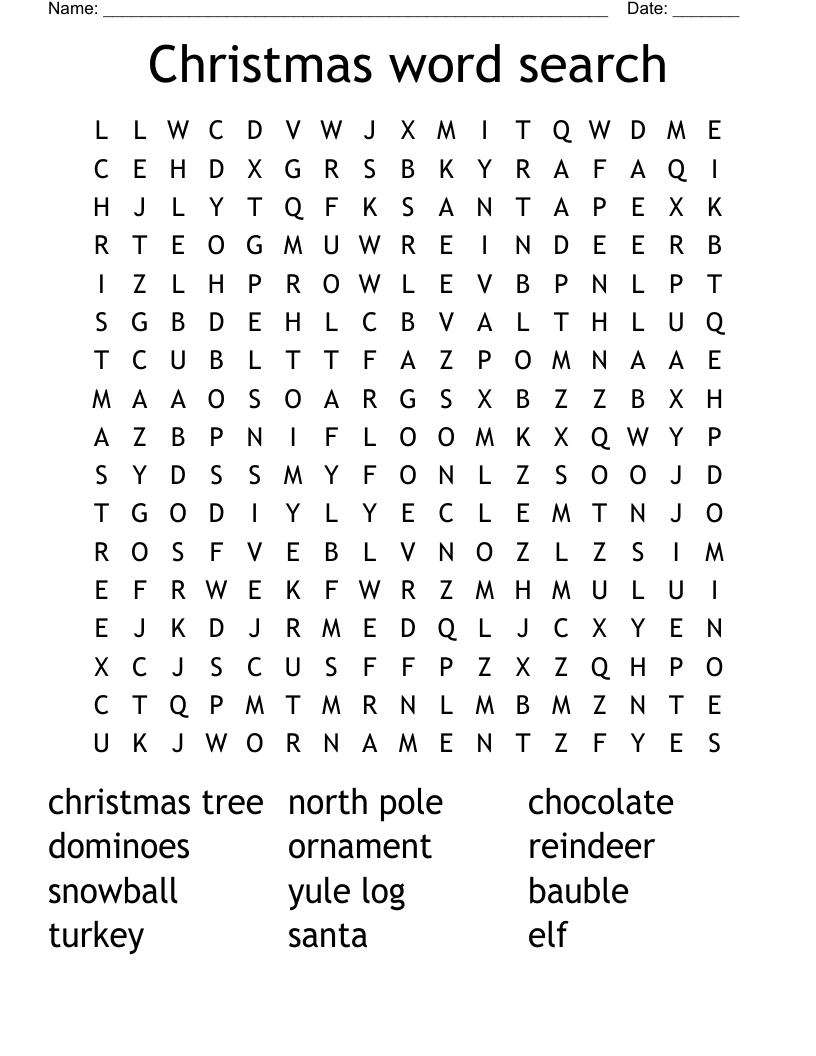 Christmas word search