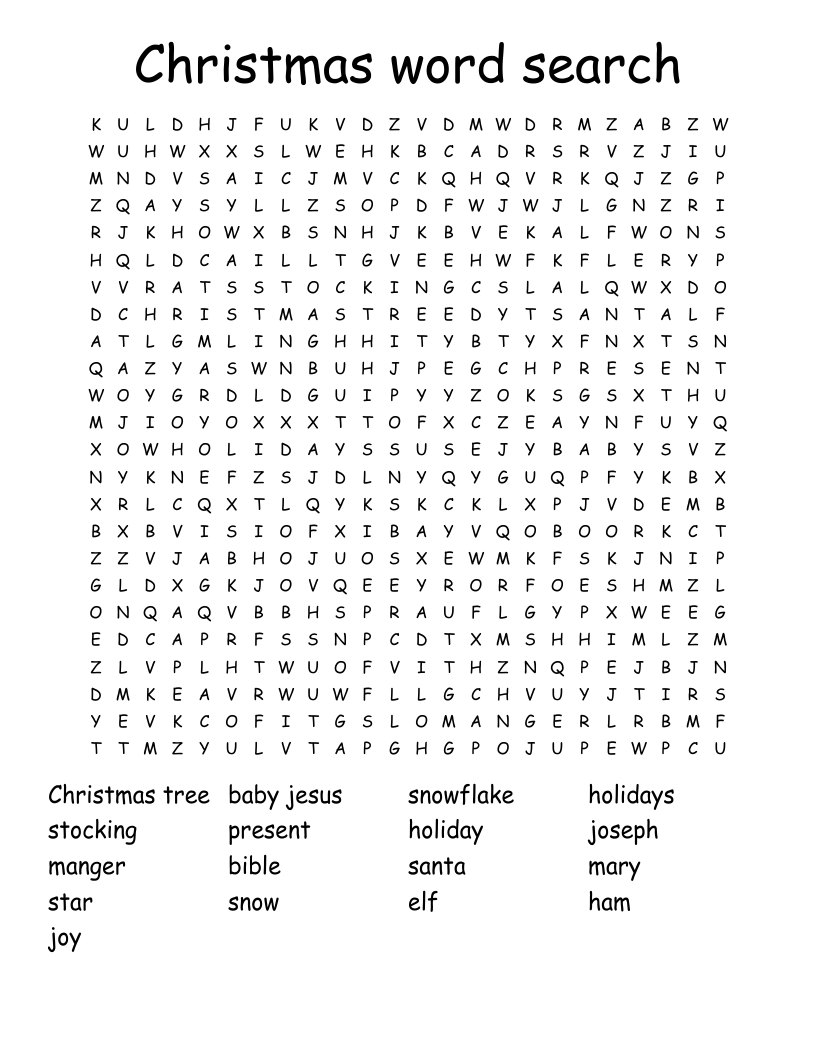 Christmas word search