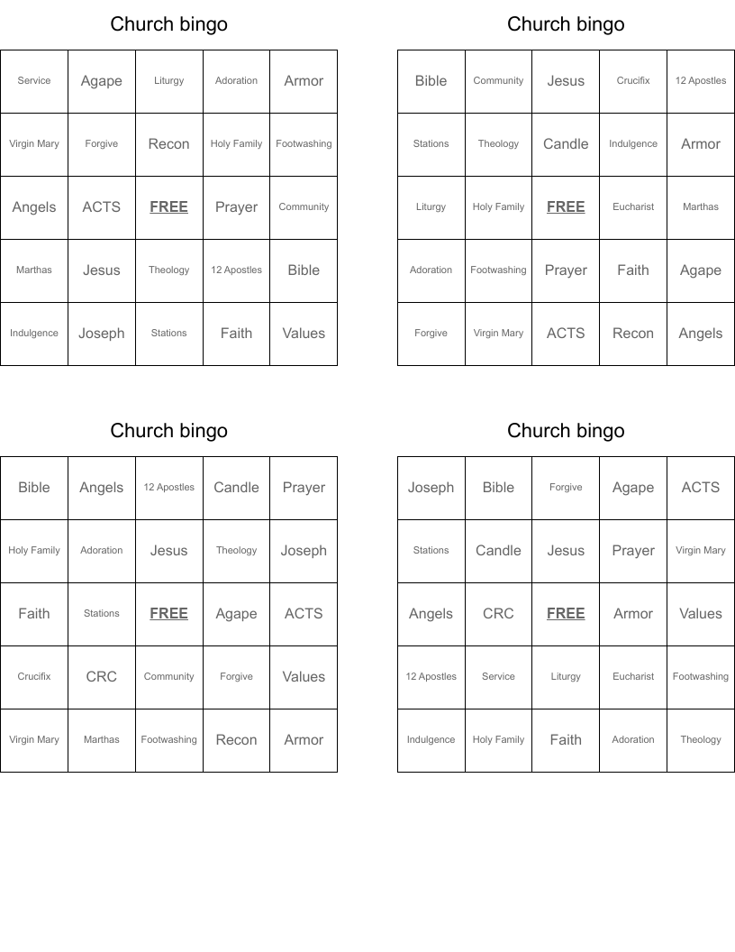 Church bingo