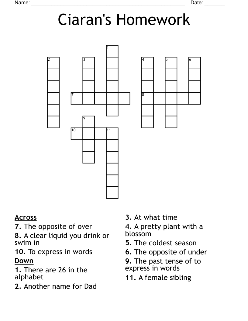 Ciaran's Homework Crossword