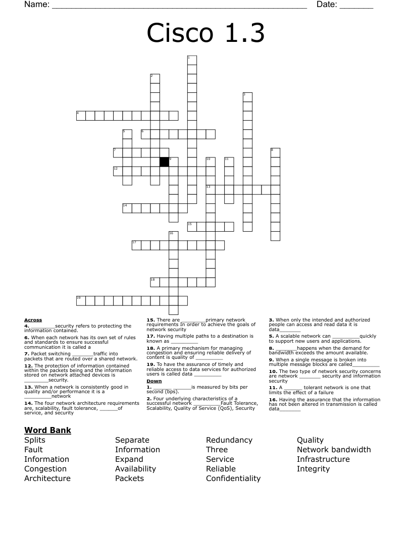 Cisco 1.3 Crossword
