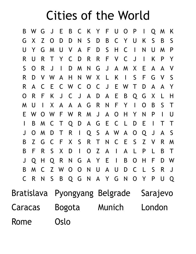 Cities of the World Word Search