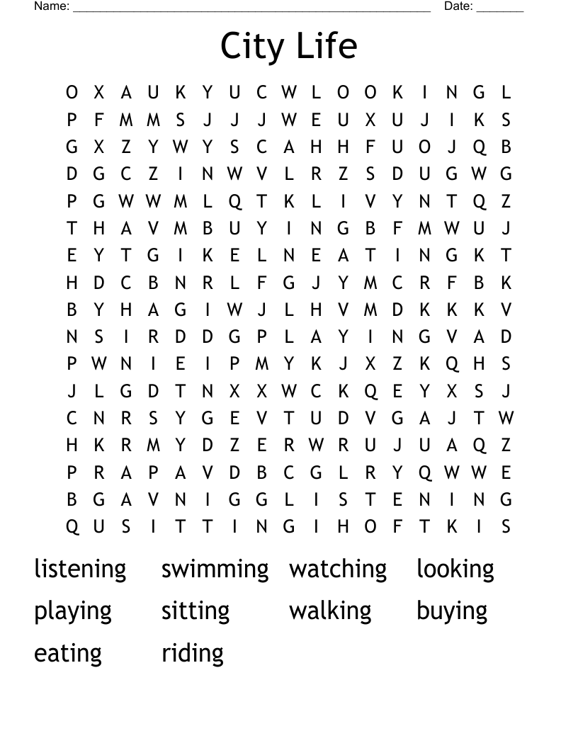 City Life Word Search