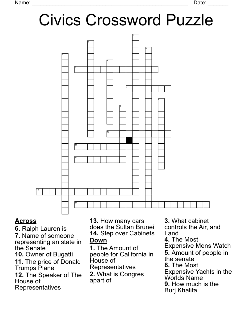 Civics Crossword Puzzle WordMint