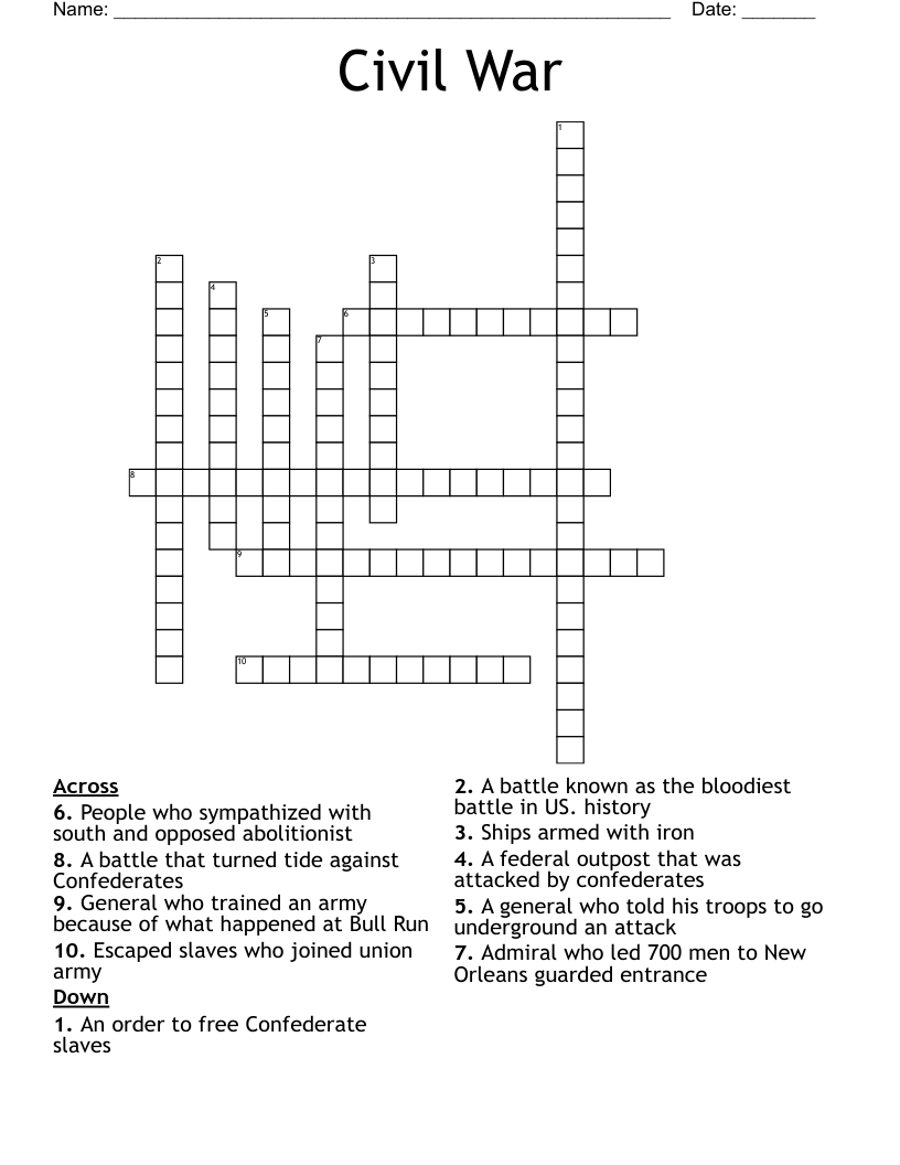 Civil War Crossword