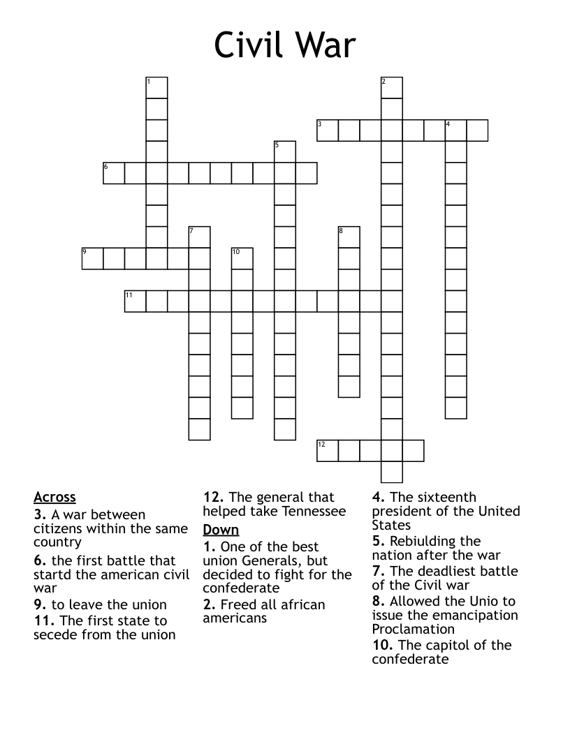 Civil War Crossword