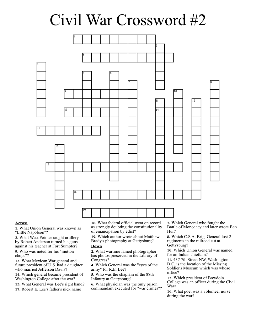 Civil War Crossword #2