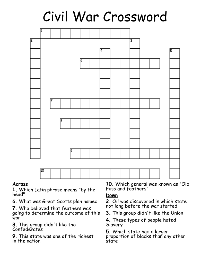 Civil War Crossword 